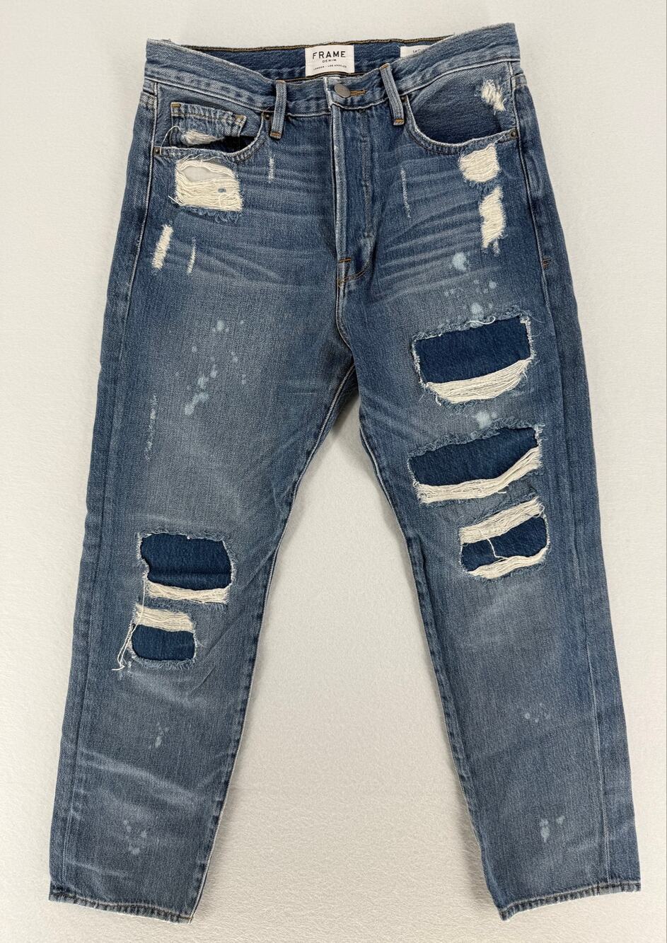 FRAME Le Original Jeans Womens 28 Distressed Ripped High Rise Straight Leg USA